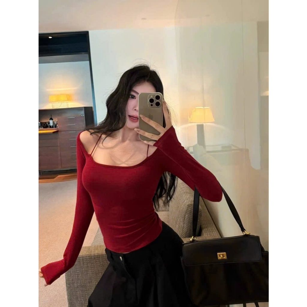 [AVAILABLE SIZE] RANSHI เสื้อปาดไหล่แขนยาว บอดี้คอนเซ็กซี่ ใส่คาเฟ่และออกไปข้างนอก ผ้าฝ้าย - RA341 - รูปที่ 7