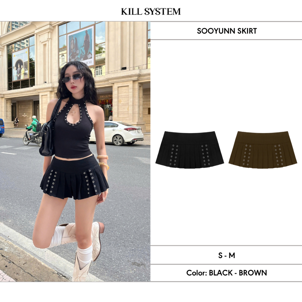 กระโปรงพลีท Fox-eye พร้อมกางเกงป้องกัน SOYUNN - KILL SYSTEM
