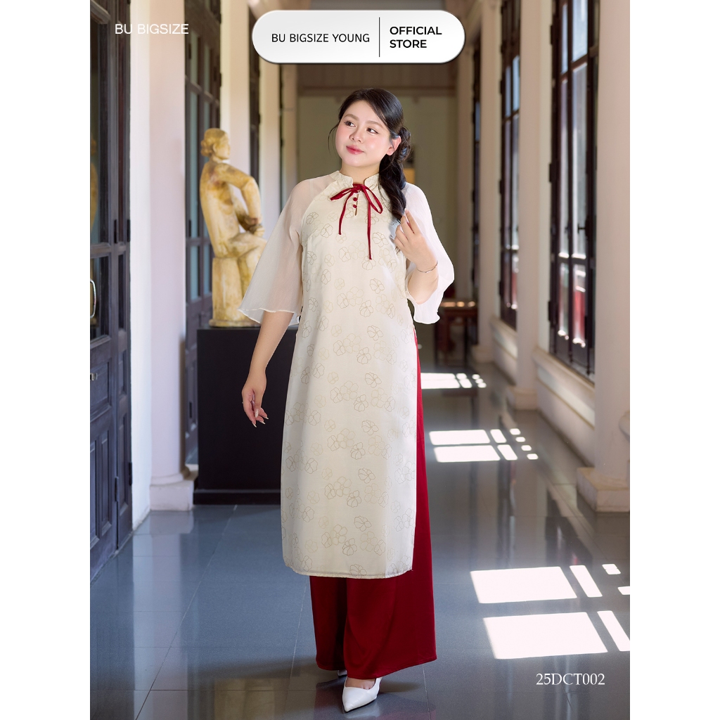 Ao dai คอปกโบว์ BIGSIZE - 25DCT002 - [BU Bigsize]