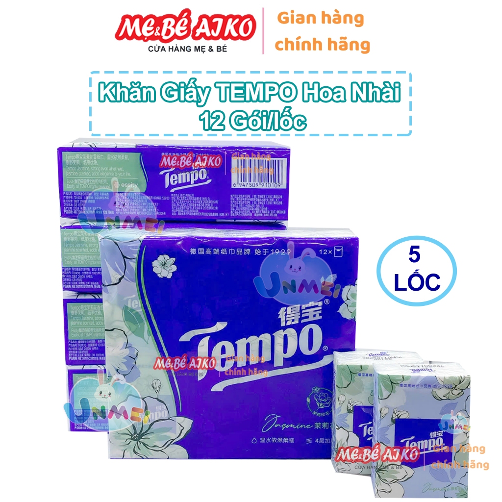 Tempo Jasmine Tissue – Combo 5 Lot x 12 Packs – กลิ่นหอมนุ่ม เรียบเนียน เพลินใจ