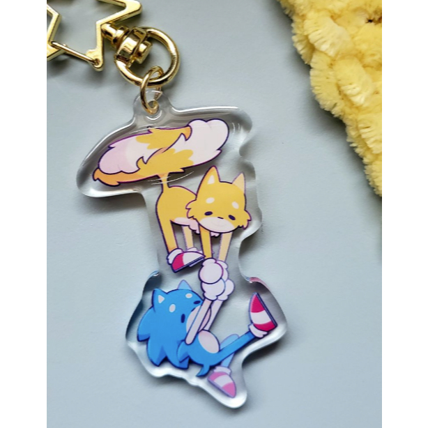 พวงกุญแจอะคริลิคอีพ็อกซี่ Flying Sonic และ Tails