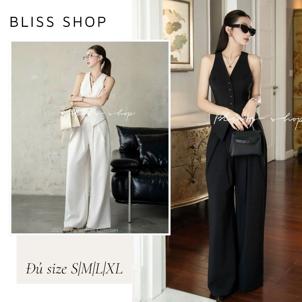 [เวอร์ชันพรีเมี่ยม] Bliss Shop ชุดดีไซน์เสื้อและกางเกงสไตล์สํานักงานอ่อนเยาว์ - S517