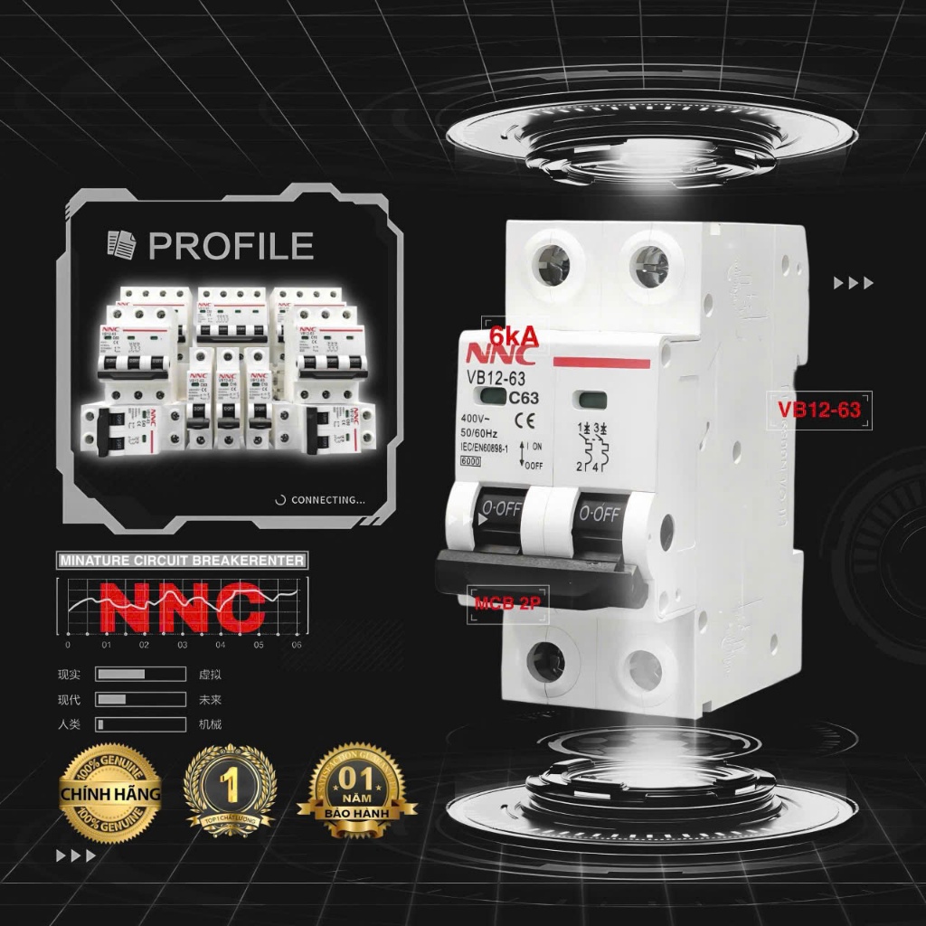 APTOMAT 2 PHA NNC VB12-63 (สินค้านําเข้าอย่างเป็นทางการ - กลุ่ม C-LIN จีน)