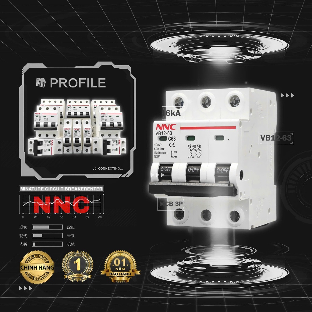 APTOMAT 3 PHA NNC VB12-63 (สินค้านําเข้าอย่างเป็นทางการ - กลุ่ม C-LIN จีน)