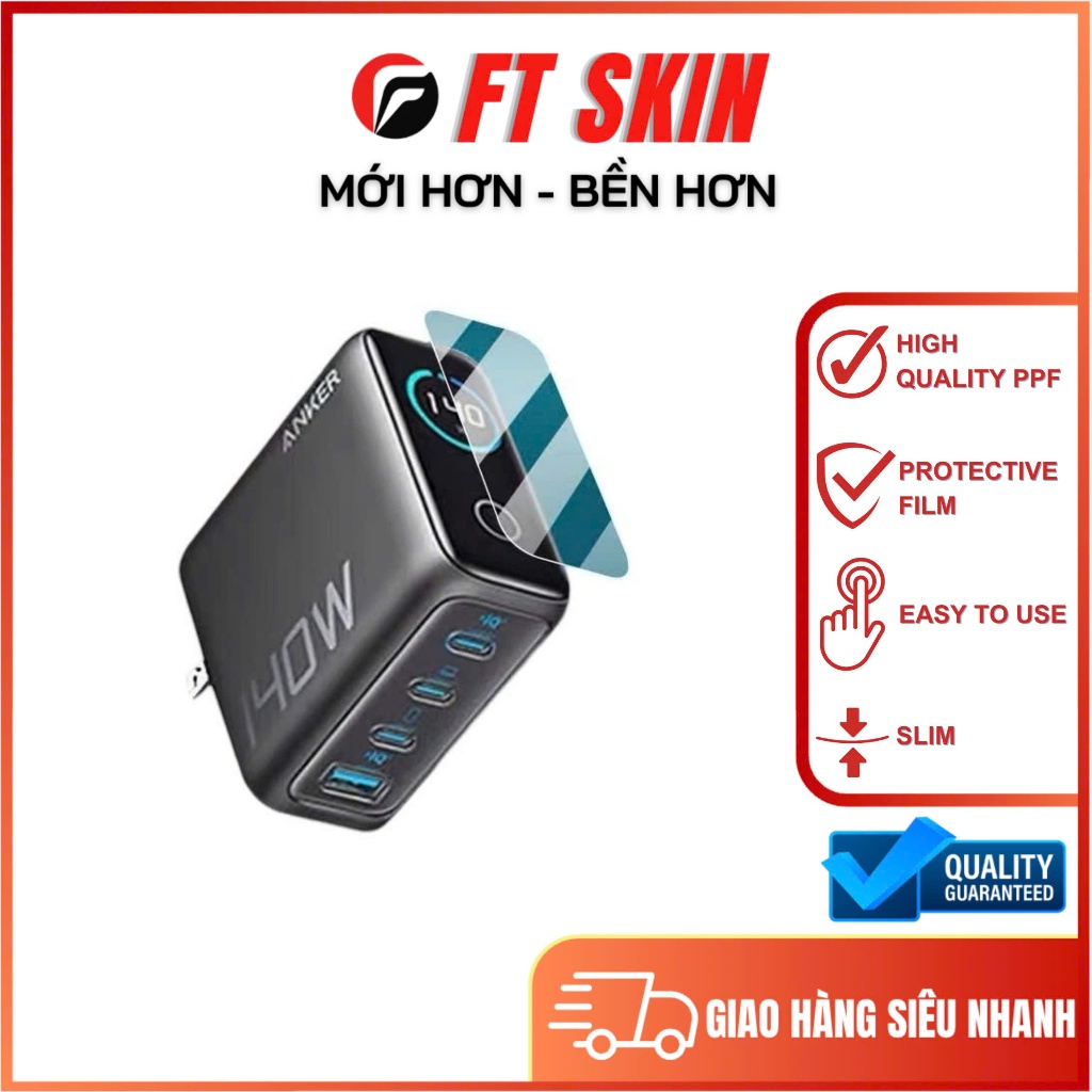 PPF USA พรีเมี่ยม ปกป้องเครื่องชาร์จ Anker A2697 140W ใส หยาบ
