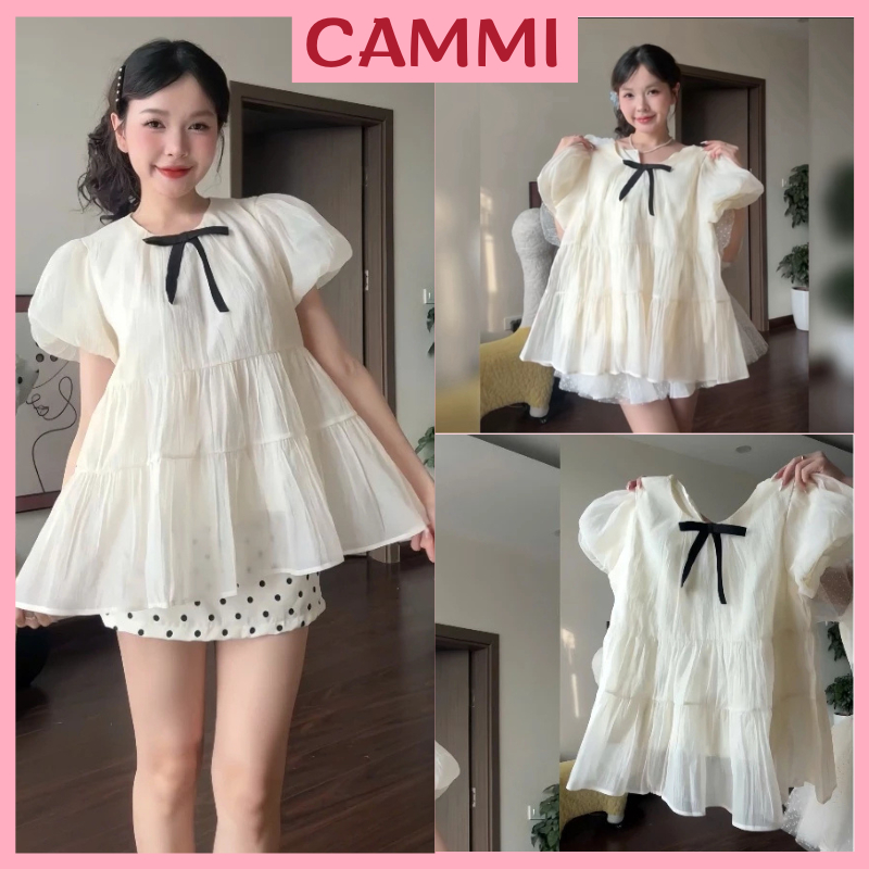 (แถมโบว์) เสื้อเชิ้ตเจ้าหญิงผู้หญิงสไตล์ เบบี้ดอลล์ แขนบานทําจากผ้าไหมฟองน้ํา ฮ่า305