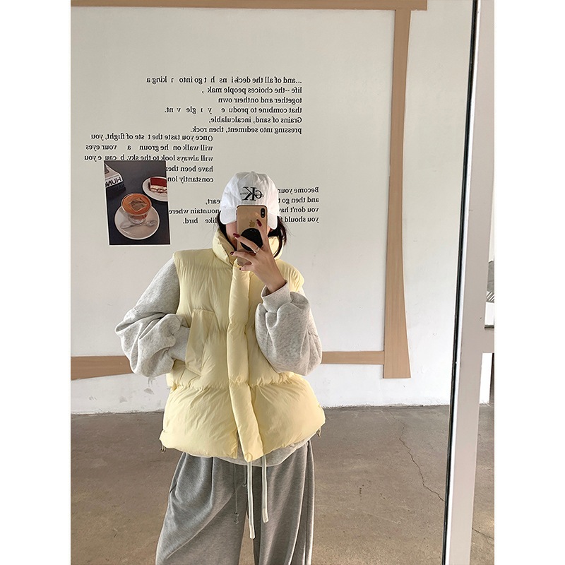 MoseQueen/ เกาหลียืนปกเสื้อชูชีพที่อบอุ่นหนาหลายชั้นสีลูกกวาดสําหรับผู้หญิงฤดูหนาว 2025 62374