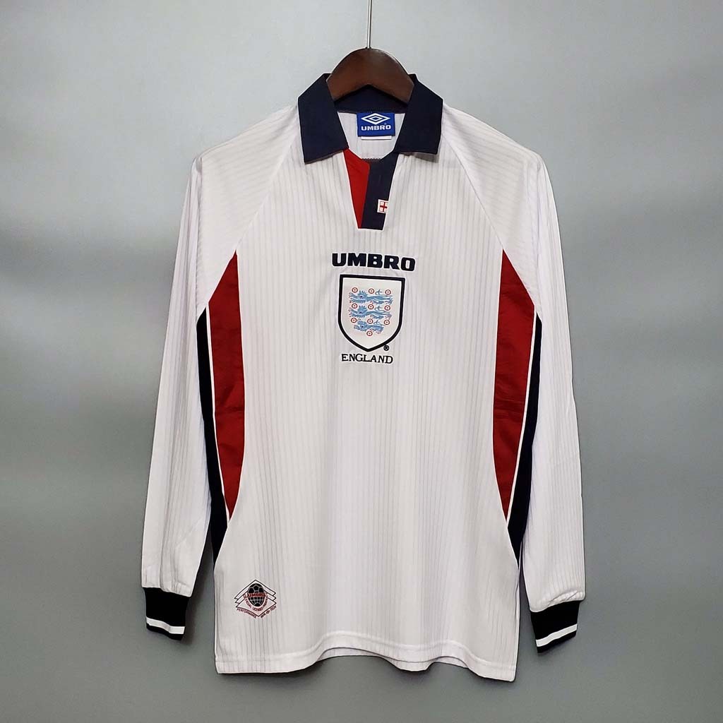 [เฉพาะเสื้อ] 1998 England Home Team Retro Football Shirt แขนยาว - นําเข้าจากประเทศไทย