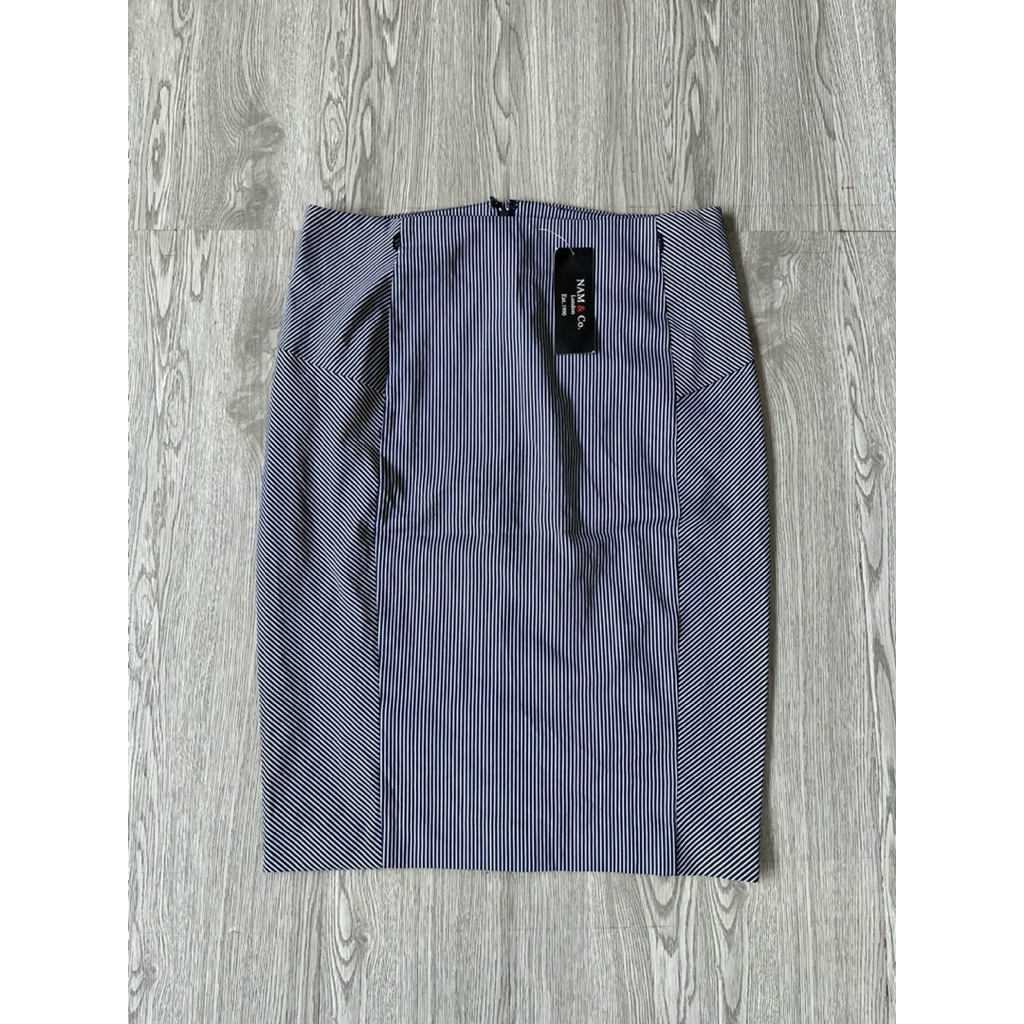 กระโปรงทรงดินสอลายทางสีกากี Orsay ส่งออกจากเวียดนาม _Size eur 38 (เอว <=80cm)