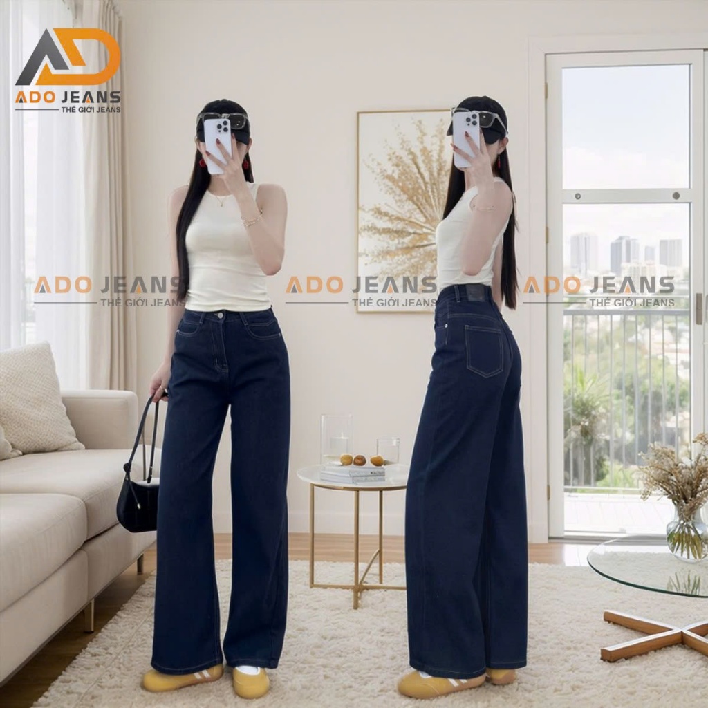 DJ100 กางเกงยีนส์ขากว้างผู้หญิง