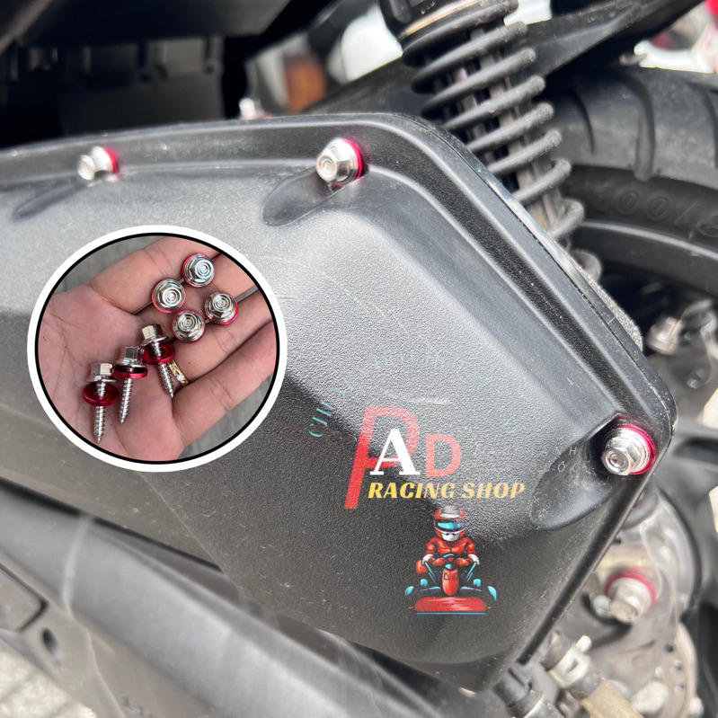 E 5LI23 CNC INOX304 MOUNTING SCREWUDE INCLD 1 RED TEMPLE สําหรับรถทุกรุ่น (AB-VARIO-VISION-SH-LEAD)