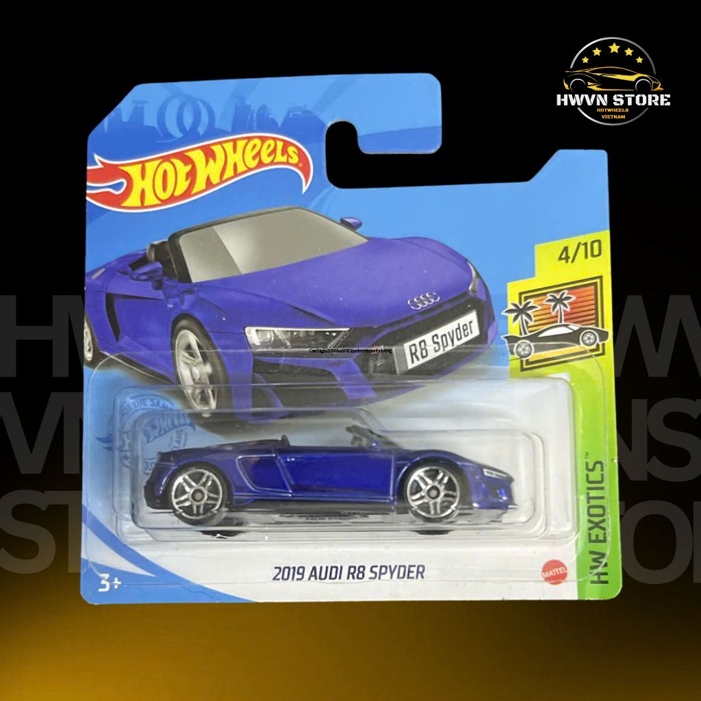 Hotwheels Card Short Model Car 2019 Audi R8 Spyder Blue