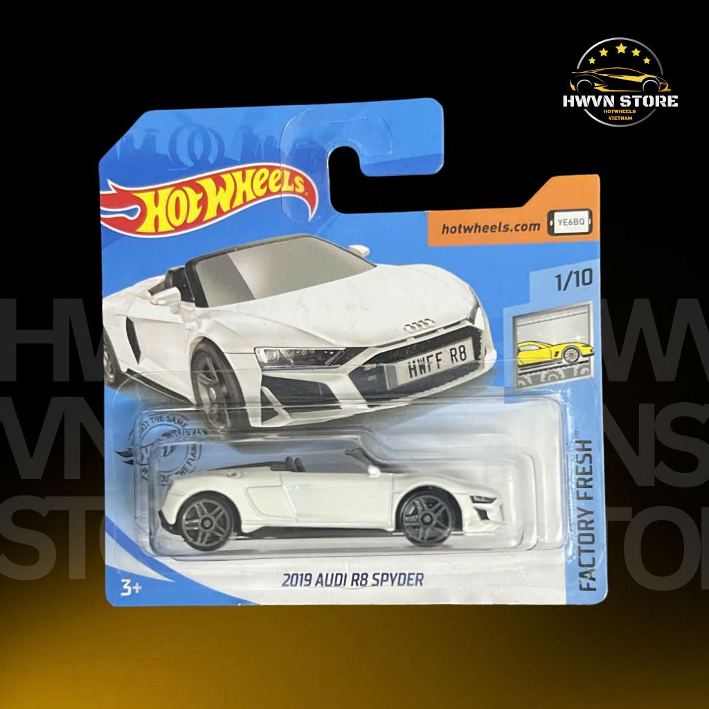 Hotwheels Card Short 2019 Audi R8 Spyder รถโมเดลสีขาว