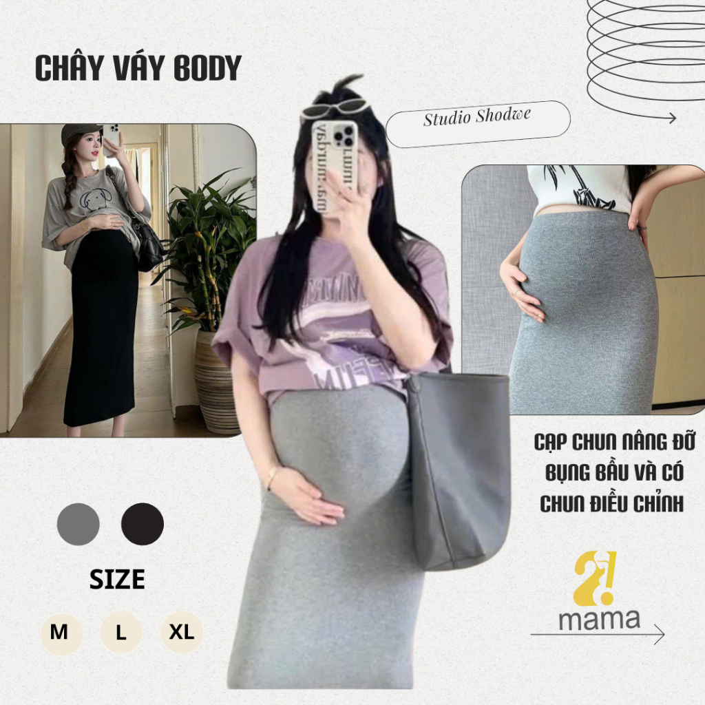 Body 2MAMA Flattering Office Gown Skirt, Basic Plain Gown Skirt, Super Elastic Gown, Easy to Coordin