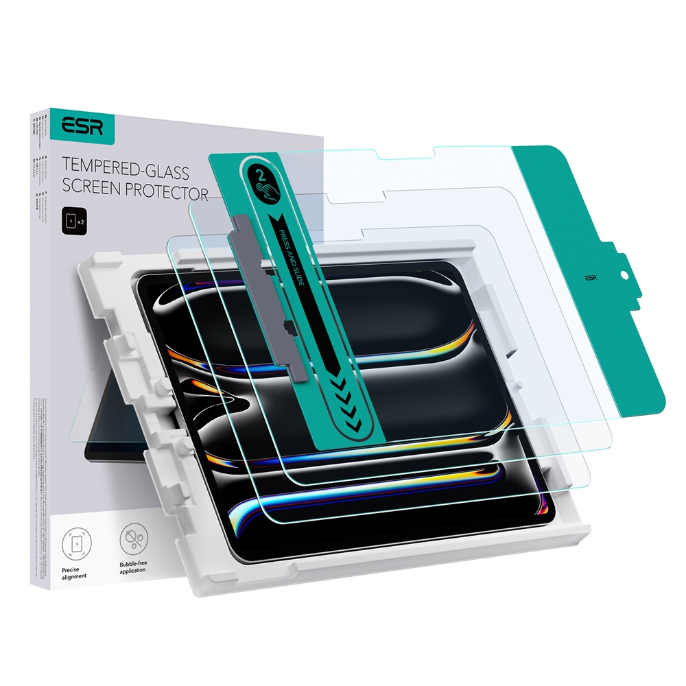 ESR ฟิล์มกันรอยสําหรับ iPad Pro 11/13" (2024) พร้อมถาดกาว - 2 ชิ้น - 60 วัน
