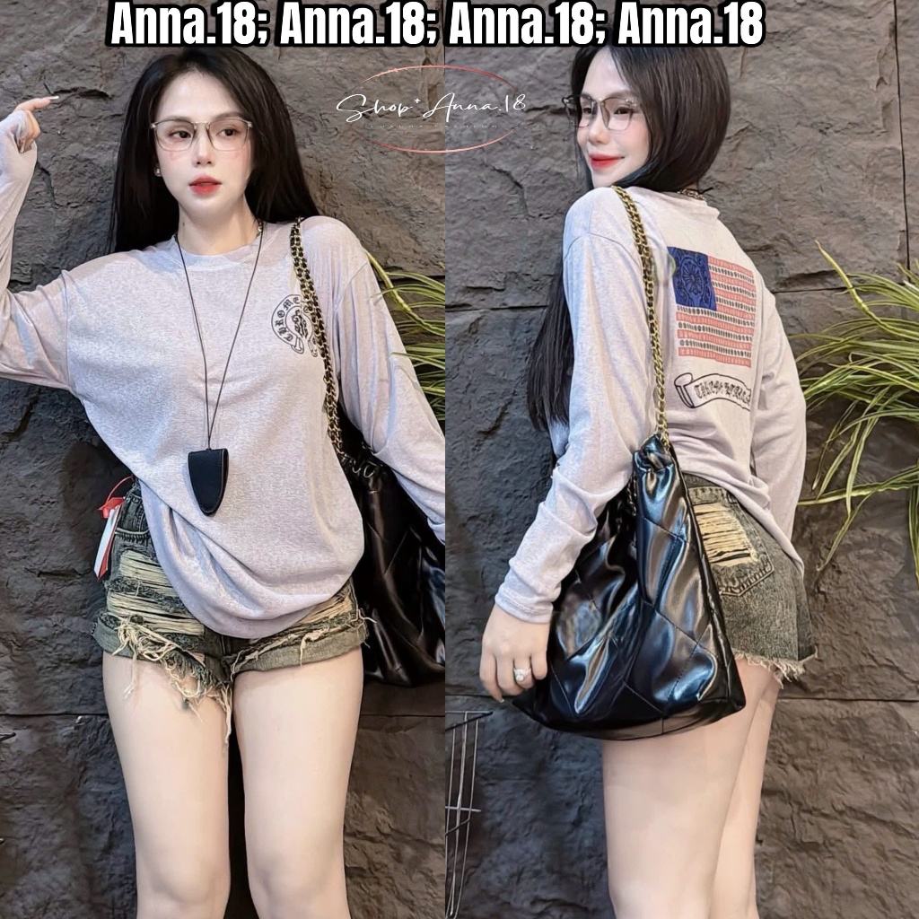 เสื้อยืด 4 ทิศทางผ้าฝ้าย LONG-SLEEVE FORM หลวม SOFT, COOL, UNDER 68KG (4-WAY SHIRT _ 2 VIP SIDES) FO