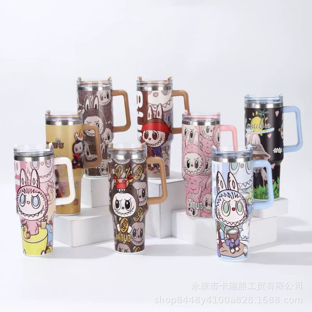 LABUBU X STANLEY Thermos Cup 30oz – ถ้วยสแตนเลส 304 สไตล์ Stanley ความจุขนาดใหญ่ พร้อมหลอด