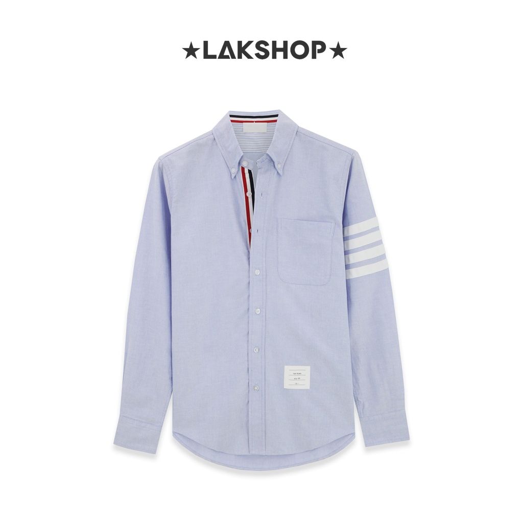 Blue Oxford 4-Bar Straight with Stripe Blue Shirt