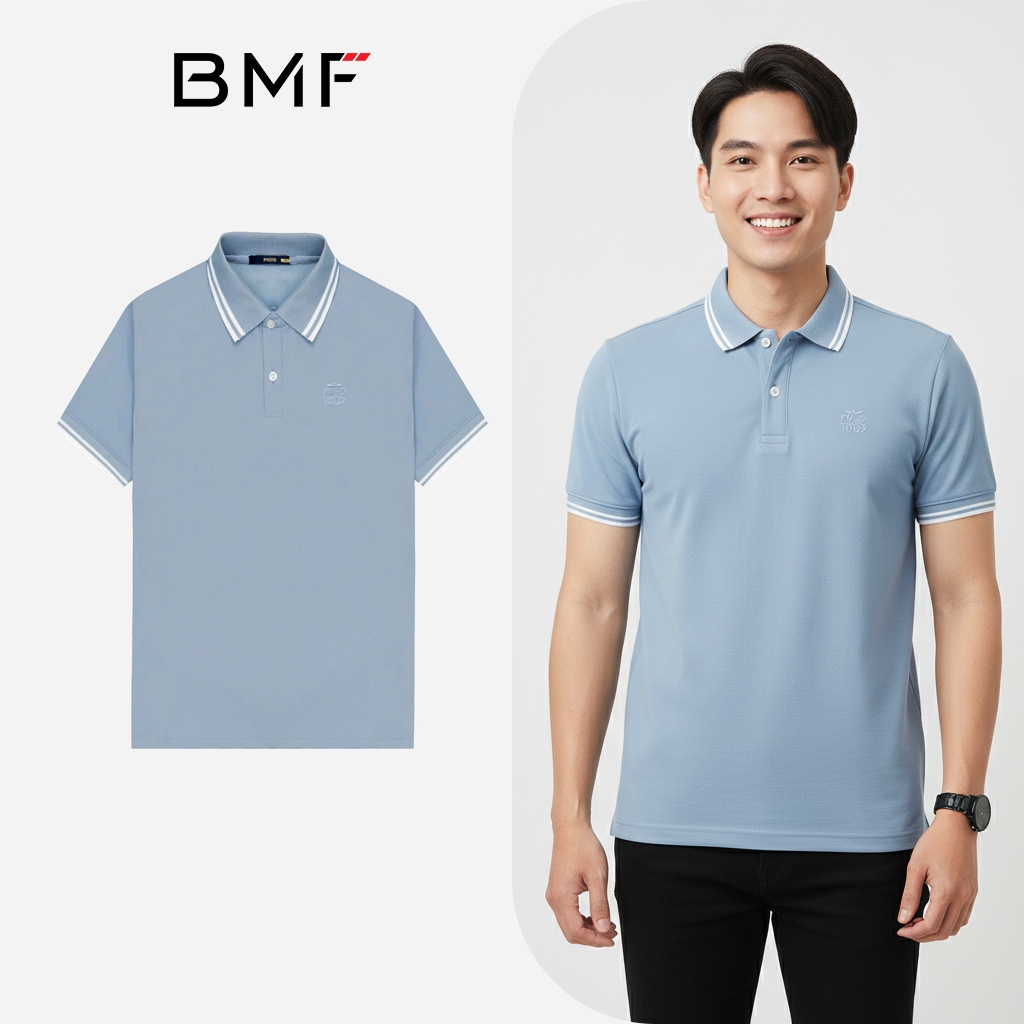 BMF ELEGANT BASIC เสื้อโปโลผู้ชาย ผ้าคอตตอนเนื้อนุ่ม ดูดซับเหงื่อ ขนาดปกติ AP04