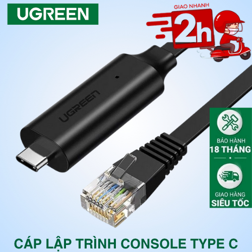 Ugreen Type-C to RJ45 Console Programming Cable พร้อมชิปเซ็ต FTDI ยาว 1.5 เมตร วัสดุ PVC ทนทาน