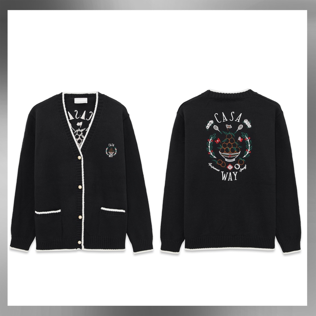 เสื้อคาร์ดิแกนสีดําปักลาย casa motifs