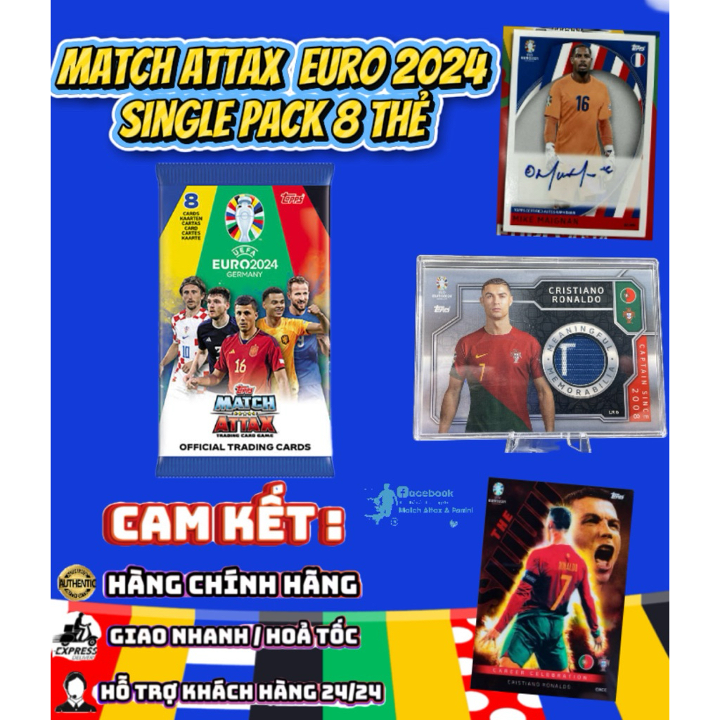 [od แพ็ค 3 เม็ด] จับคู่ Attax UFEA Euro 2024 (แพ็ค 8 ใบ )( 3 เม็ด)