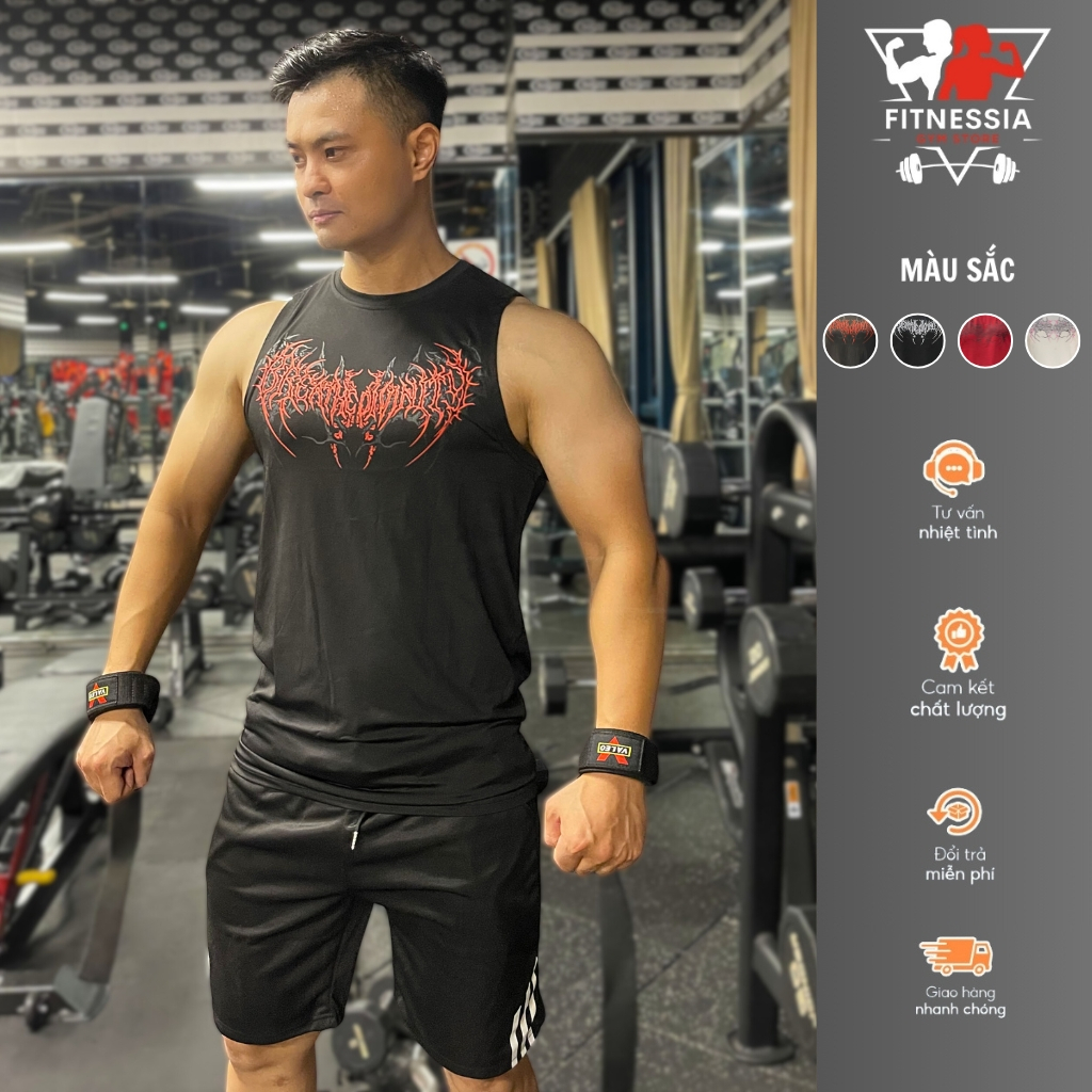 Fitnessia I18 เสื้อกล้ามออกกําลังกายสําหรับผู้ชาย ดีไซน์รักแร้ทรงหลวมเย็น ผ้ายืด ดูดซับเหงื่อได้ดี