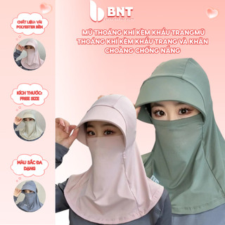 Mũ nắng MAFILOP - Mũ thoáng khí kèm khẩu trang và khăn choàng chống nắng lý tưởng cho đi xe đạp , lam viec