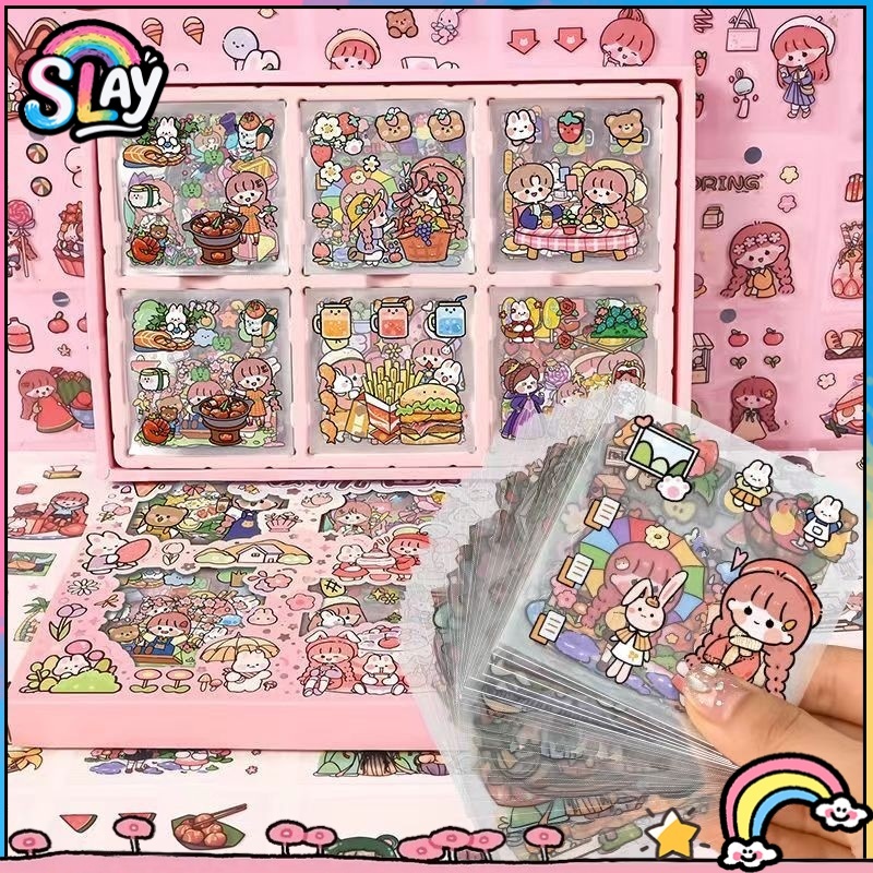 สติ๊กเกอร์ สัตว์เลี้ยง แบบกล่อง 200 แผ่น ตกแต่งหนังสือ น่ารัก แบบกันน้ํา สติ๊กเกอร์ถ้วยน้ําการ์ตูน