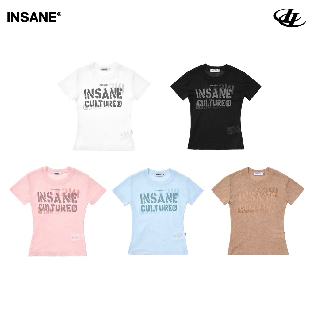 Baby Tee InsaneCl SCRIPT BABY TEE ผ้าฝ้ายยืดซุปเปอร์