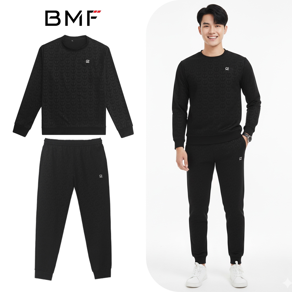 ชุดสูทฤดูใบไม้ร่วงฤดูหนาวของผู้ชายแขนยาวคอกลมรูปตัว พี นูนผ้าหนาสําหรับสวมใส่ในชีวิตประจําวัน bwd01