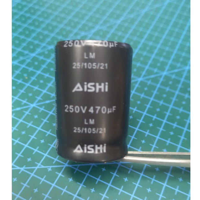 คาปาซิเตอร์ Aishi แท้ 470uf 250V ขนาด 25*35
