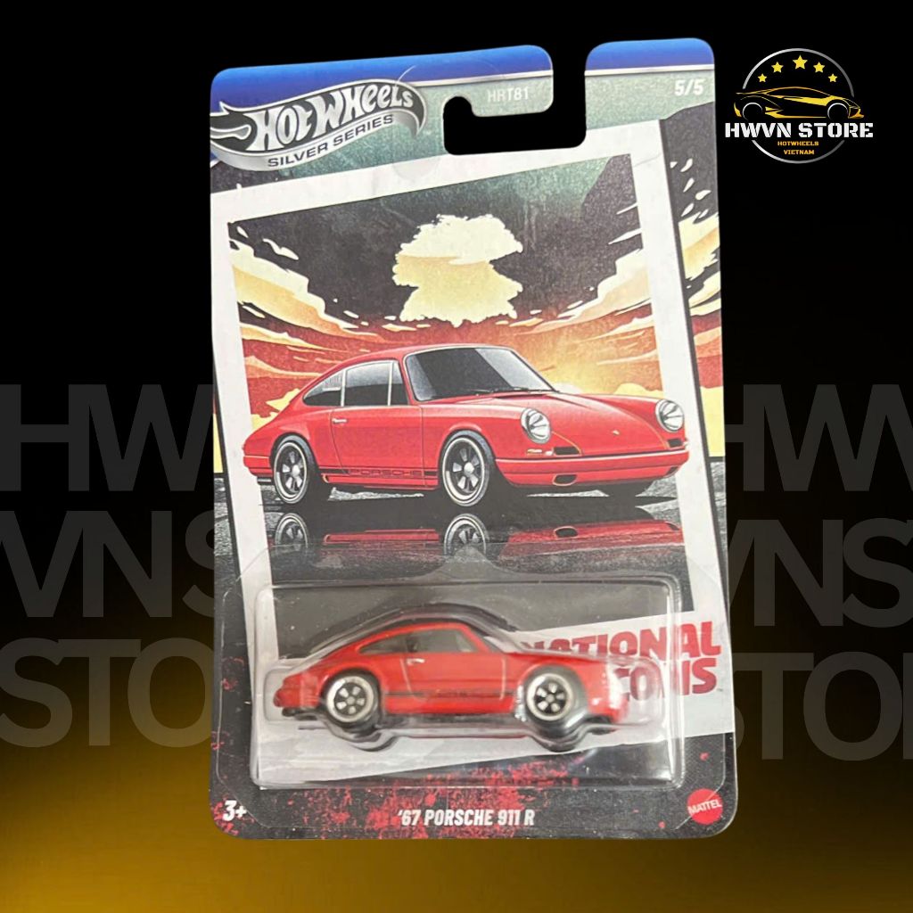 Hotwheels Porsche 911 R Silver Series รถโมเดลสีแดง