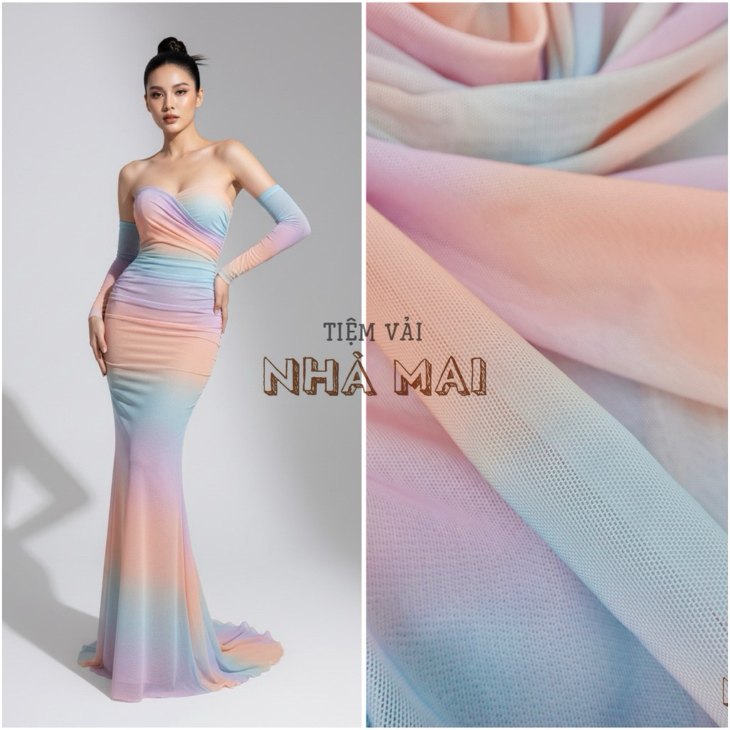 (THICKNESS) 1M 4-Way Stretch Ombre Mesh for Body Dress