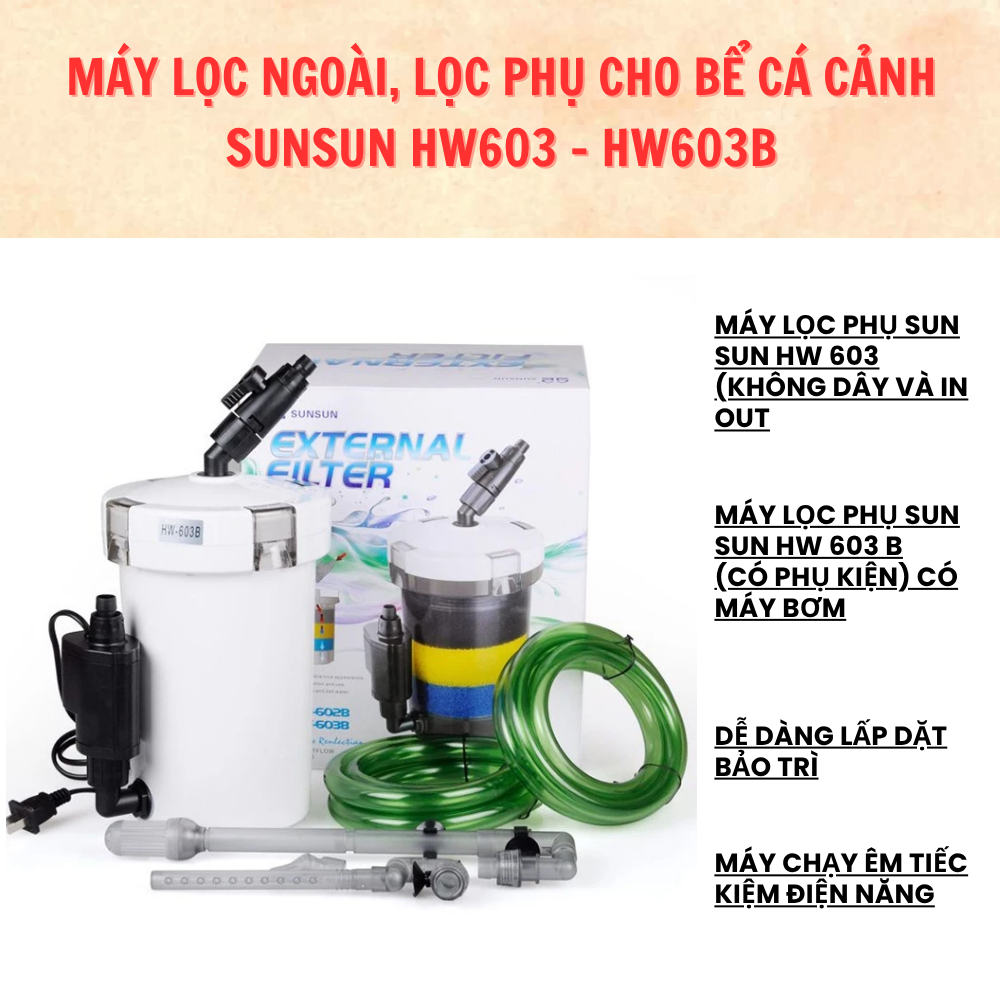 กรองภายนอก กรองเสริมสําหรับ Aquariums Sunsun HW603 - HW603B