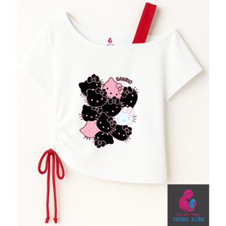 เสื้อยืดเชือกรูดเปิดไหล่เด็กผู้หญิง – Lovely Hello Sanrio Ca…