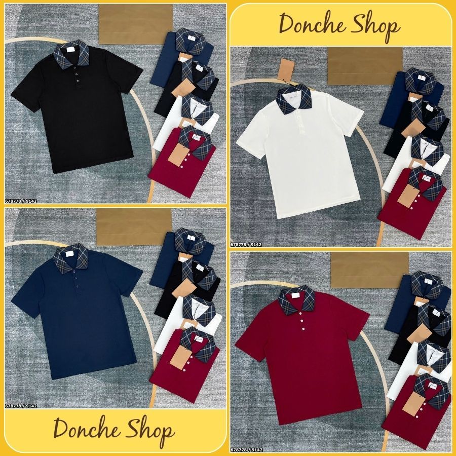 เสื้อโปโล Bx คอปกทอลายตารางหมากรุกสีน้ําเงินซิกเนเจอร์สวยมาก - เสื้อโปโลผู้ชายและผู้หญิง Bx ทําจากผ้