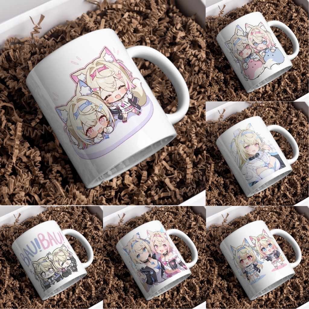 ถ้วยพิมพ์ลาย Hololive Fuwawa Abyssgard mococo หมอนสี่เหลี่ยมหลายแบบ