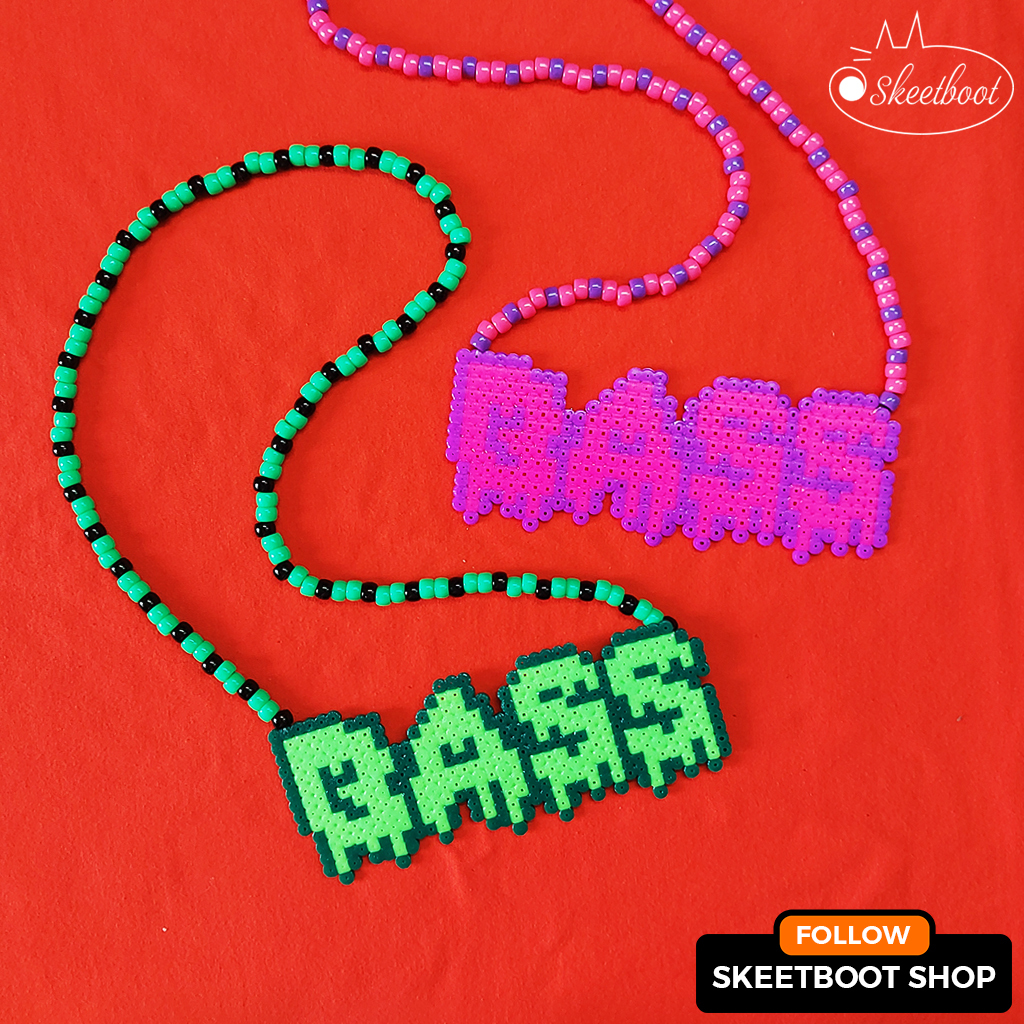 สร้อยคอ Kandi BASS - สร้อยคอ perler Bass หลากสี - rave edm เทศกาลเพลงอุปกรณ์เสริมเทศกาล