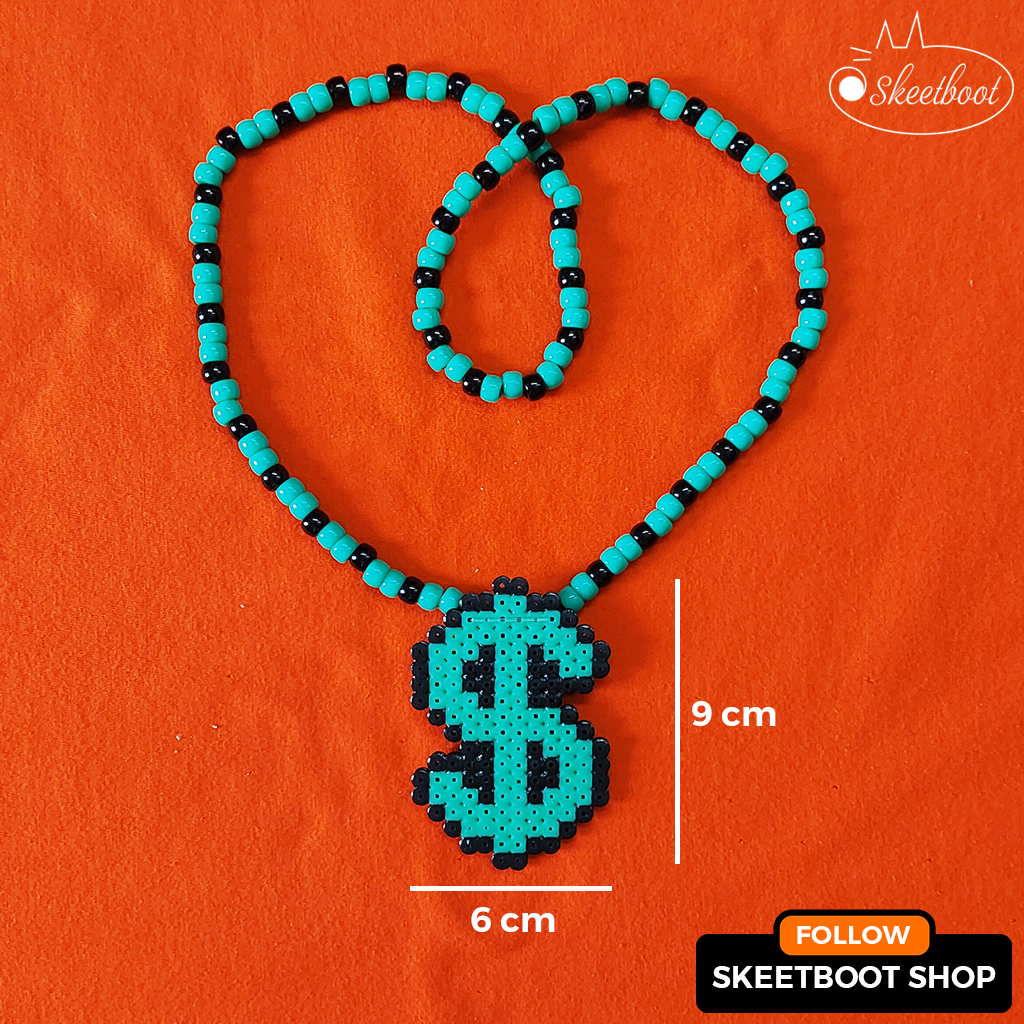 สร้อยคอ Kandi พร้อมสัญลักษณ์เหรียญ - สร้อยคอ perler USD - เครื่องประดับเทศกาลดนตรีเทศกาล edm