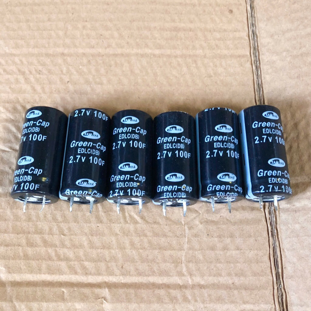 6 Super Capacitors 2.7V 100F ขนาด 25x50 Super Capacitor 2.7V 100F