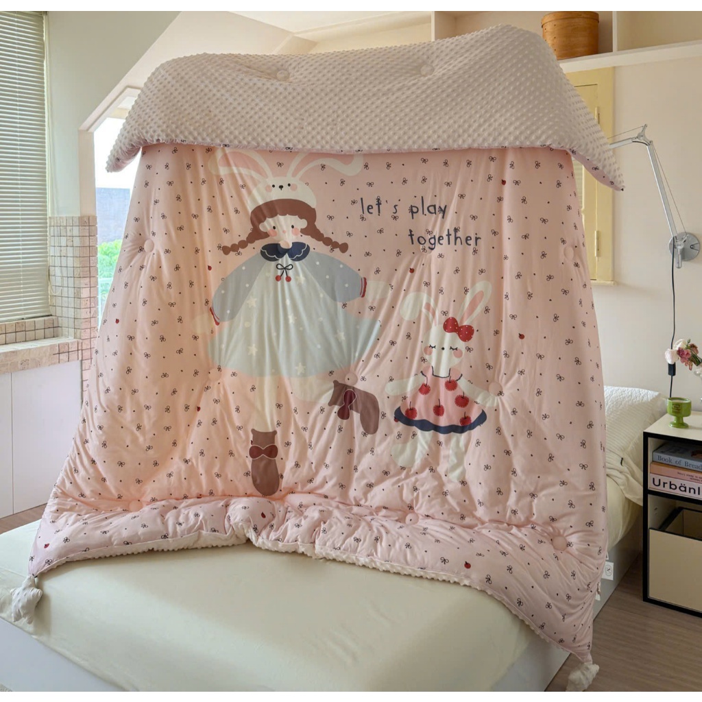 ผ้าห่มผ้าฝ้ายถั่วเหลือง 5D พรีเมี่ยม 2m x 2m3 - พื้นผิวผ้าฝ้ายถักนุ่ม, 3D นวด Pea Velvet