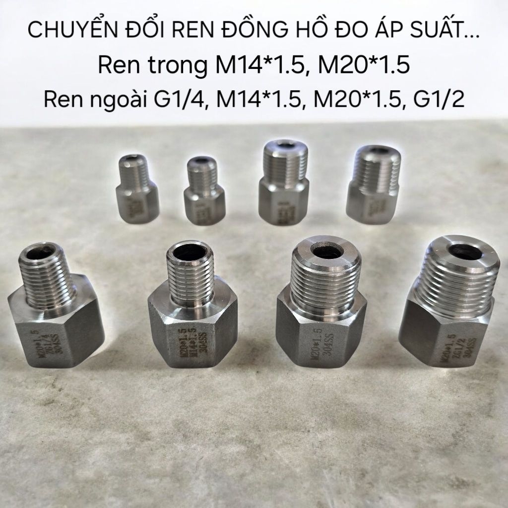 ด้ายภายใน M14*1.5, M20*1.5 ถึงเกลียวนอก G1/4, M14*1.5, M20*1.5, G1/2_เกลียวเครื่องวัดความดันแปลง
