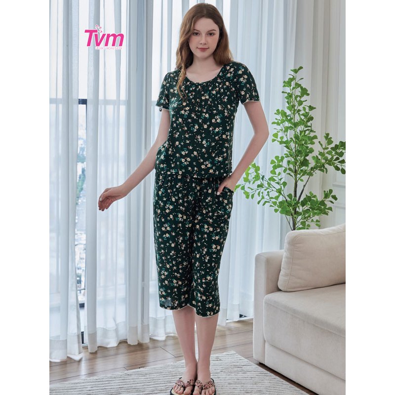 ชุดซันเดรสแขนสั้นผู้หญิง B707 Tvm Luxury Homewear วัสดุโทเล่/ผ้าลินิน