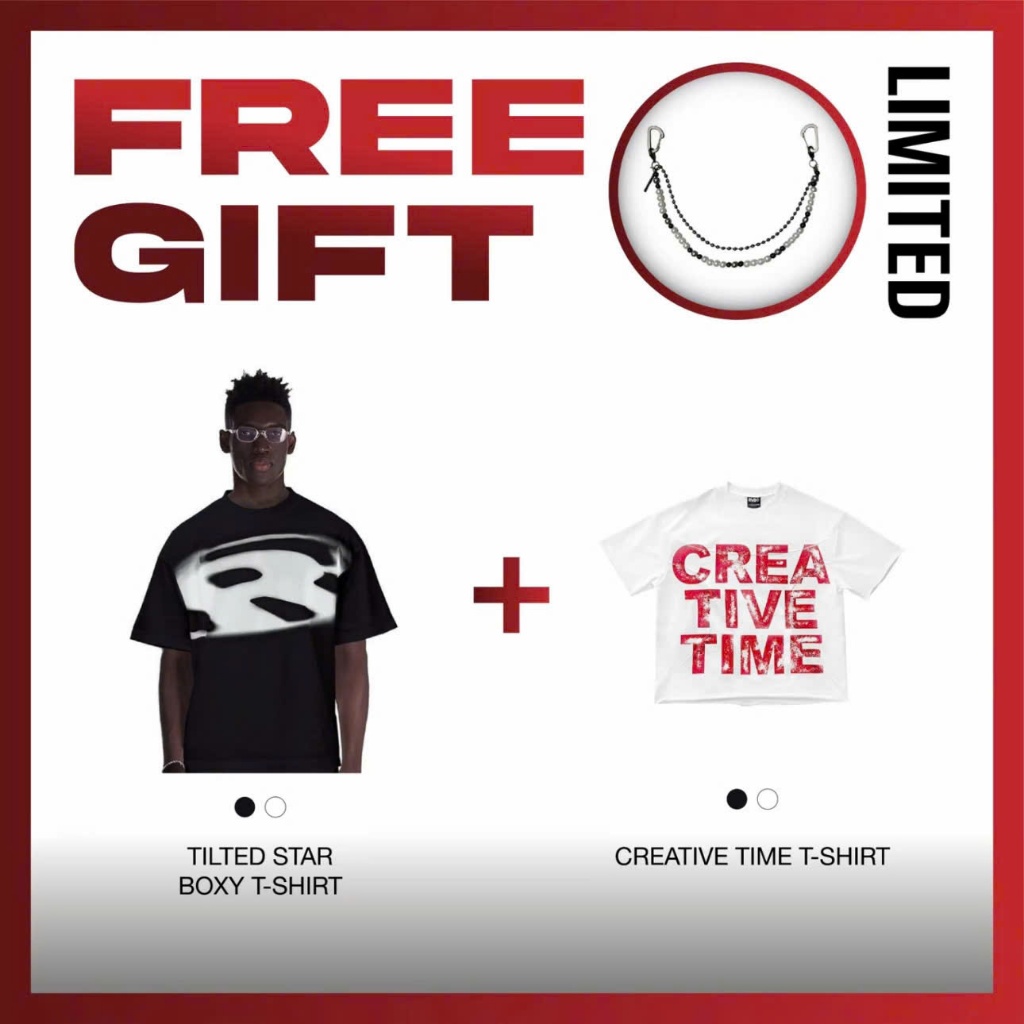[ Great Combo + ของขวัญ ] RVB TILTED STAR Boxy เสื้อยืด + เสื้อยืด RVB CREATIVE TIME