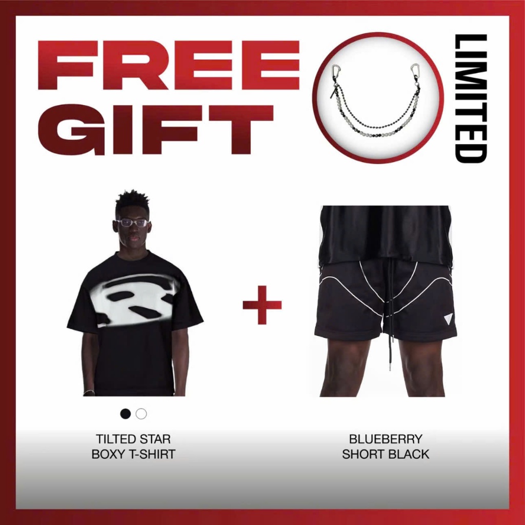 [Great Combo + Gift] เสื้อ RVB TILTED STAR + RVB Blueberry Short Black Pants