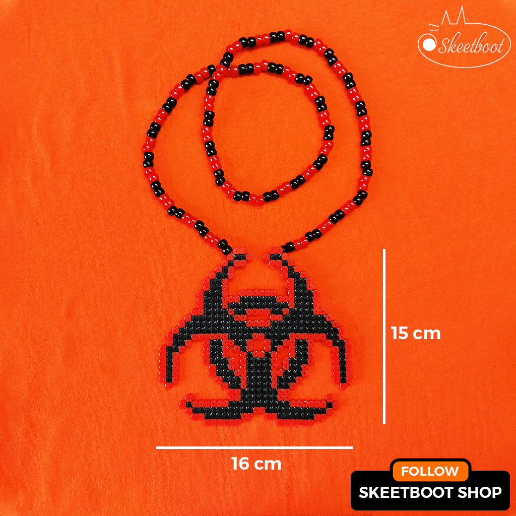 สร้อยคอคันดี้รูปไบโออันตราย - สร้อยคอ Biohazard perler - rave edm เทศกาลดนตรีอุปกรณ์เสริม