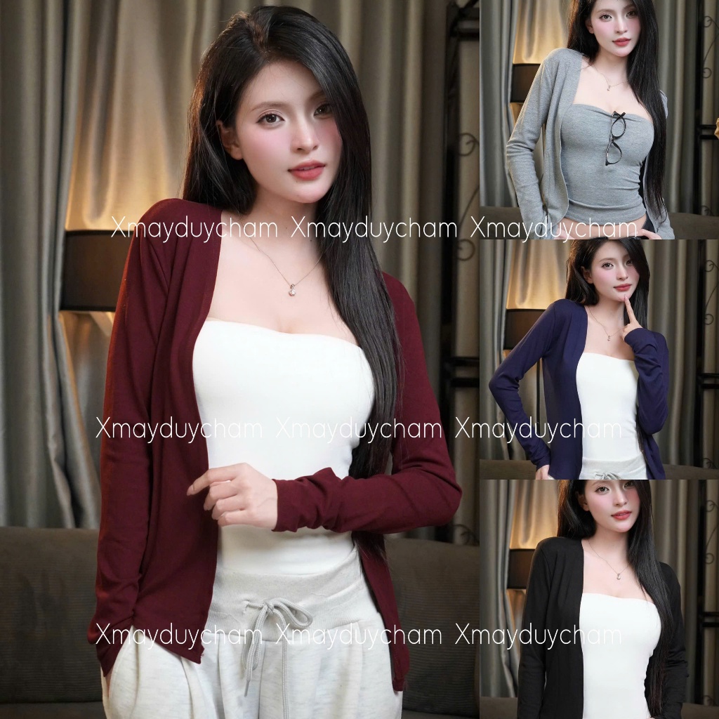 ผู้หญิง LONG CADIGAN JACKET BASIC SHAPE SMOOTH COTTON FABRIC กอด BODY GOOD CONCEALER m692