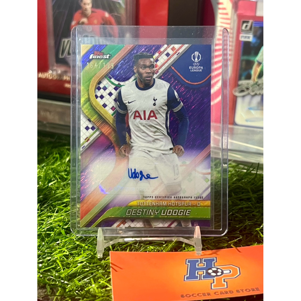การ์ดฟุตบอล Destiny Udogie ลายเซ็นต์ /199 Topps Chrome Finest UCL 2024/25