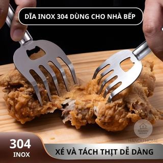Dĩa Inox 304 Đa Năng Chống Gỉ Sét, Gắp Nóng Thức Ăn, Bật Nắp Bia, Thiết Kế Gọn Nhẹ, Cứng Cáp, Tiện Lợi Cho Nhà Bếp